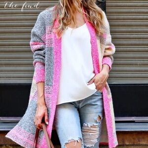 Mazik Pink and Gray Women's Cardigan